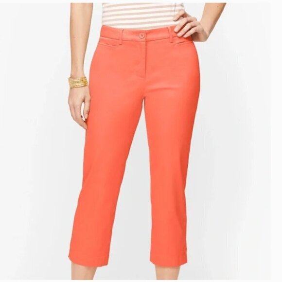 Talbots Perfect Skimmers Coral Orange Summer Cropped Pants, Size 14 - Picture 1 of 8